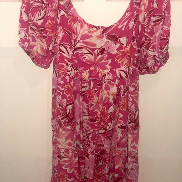 Fuscia Floral Dress Womens Boutique Brand Large - Picture 6 of 6